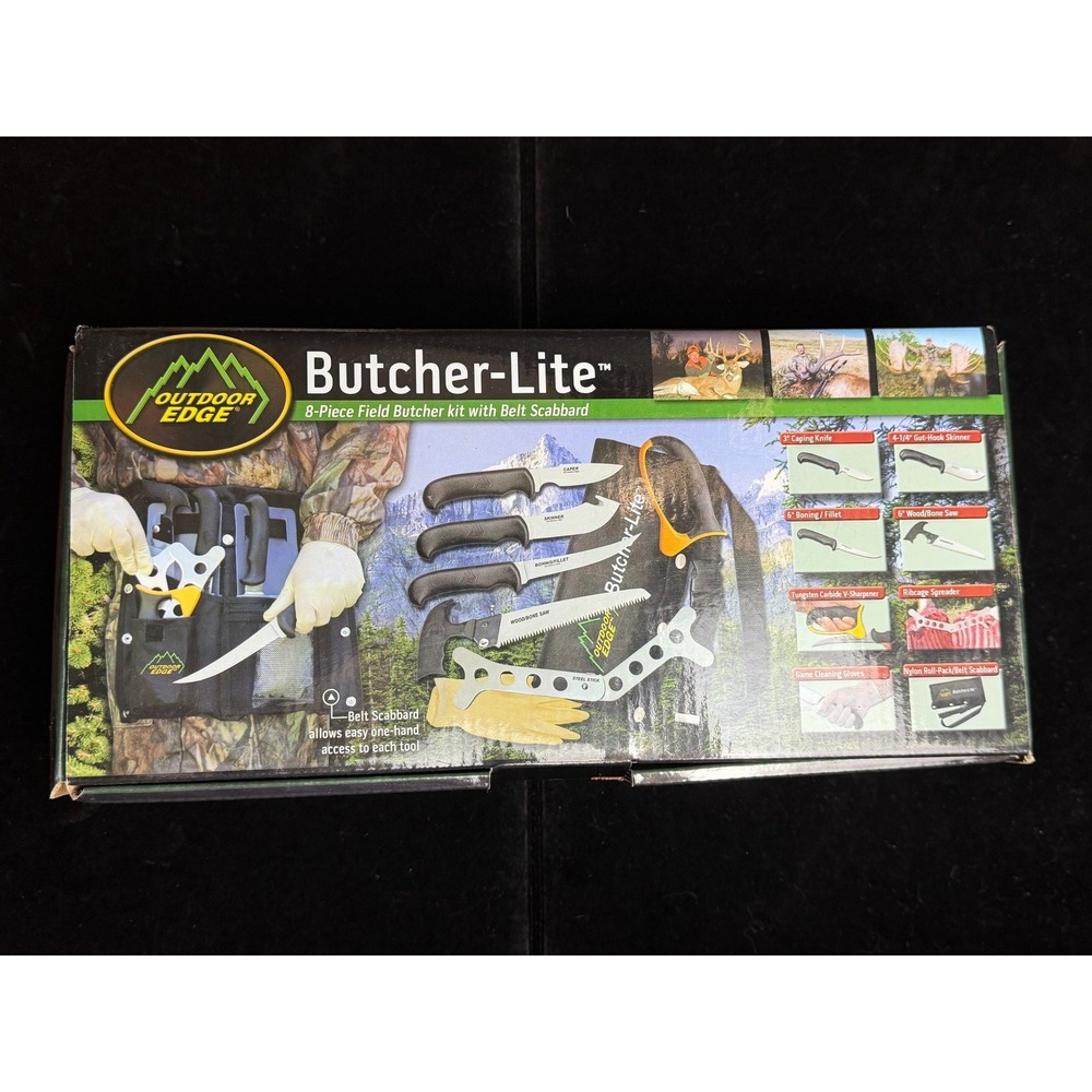 Outdoor Edge Butcher-Lite 8 Piece Field Butcher Kit: BL-1 Hunting Knife Set New